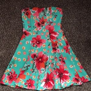 Strapless floral summer dress